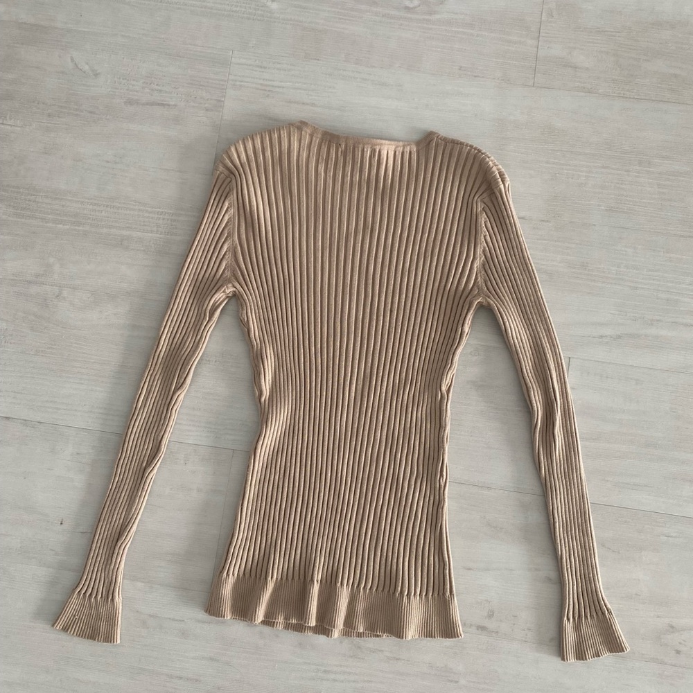 Beige Ribbed Sweater - Picture 2 of 5